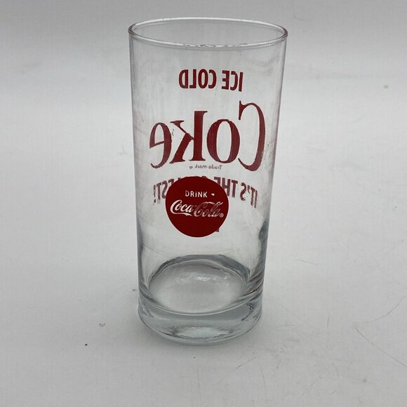 Vtg Ice Cold Coke It's The Coolest Glass with Red Lettering Coca-Cola Drink‎ 6” - Picture 3 of 8